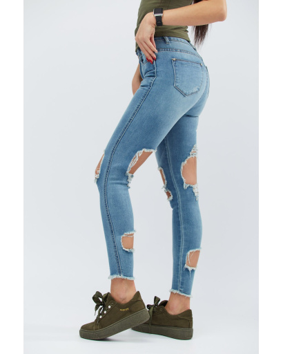 Джинси середньої посадки з розрізами 30752, Колір: Блакитний, Розмір: 27, зображення 5