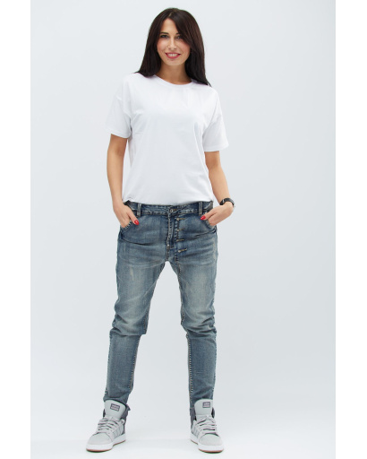 Стильные джинсы скинни с небольшими потертостями 30753, Цвет: Серый, Размер: 27, изображение 3