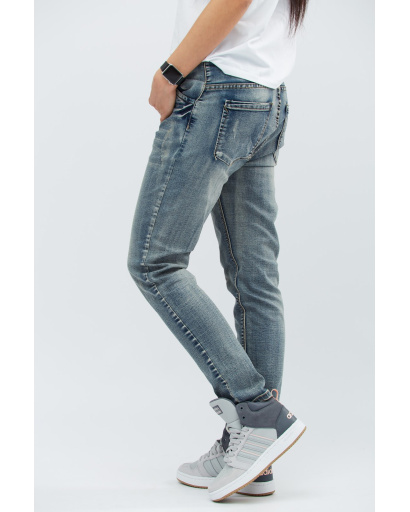 Стильные джинсы скинни с небольшими потертостями 30753, Цвет: Серый, Размер: 27, изображение 4