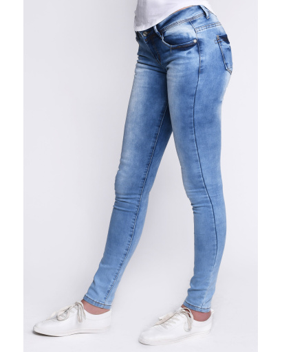 Вузькі джинси з потертостями 30994, Колір: Блакитний, Розмір: 27, зображення 2