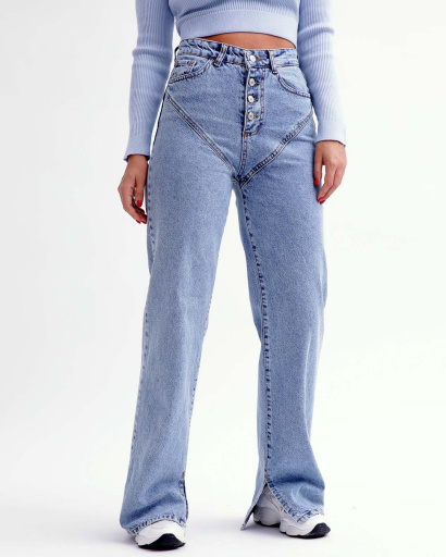 Блакитні жіночі джинси 55798, Колір: Блакитний, Розмір: S, зображення 2