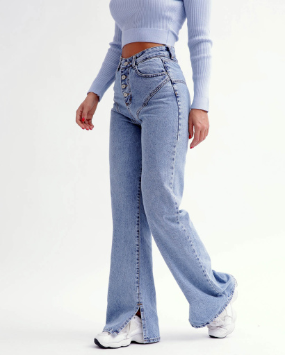 Блакитні жіночі джинси 55798, Колір: Блакитний, Розмір: S, зображення 4