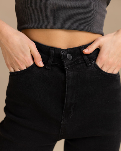 Женские черные джинсы 55799, Цвет: Черный, Размер: XS, изображение 2