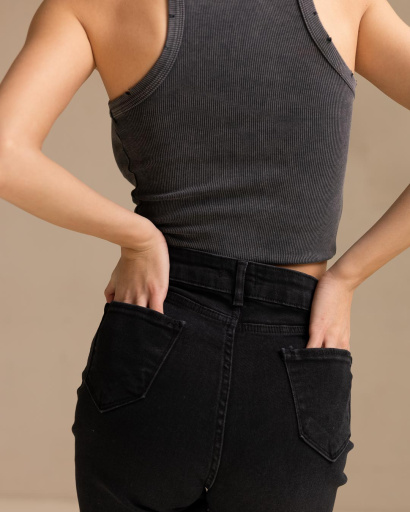 Женские черные джинсы 55799, Цвет: Черный, Размер: XS, изображение 5