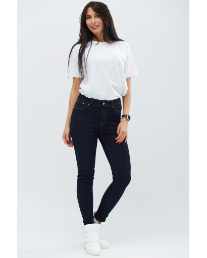 Темно-синие джинсы скинни 30991, Цвет: Темно-синий, Размер: 28, изображение 2