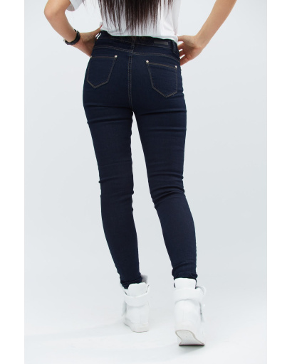 Темно-синие джинсы скинни 30991, Цвет: Темно-синий, Размер: 28, изображение 3