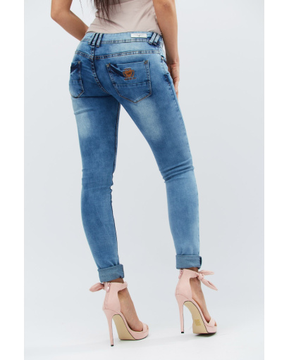 Джинсы скинни на низкой посадке 30992, Цвет: Голубой, Размер: 28, изображение 5