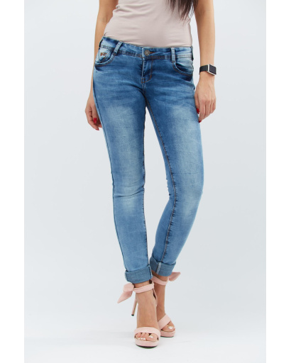 Джинсы скинни на низкой посадке 30992, Цвет: Голубой, Размер: 28, изображение 3