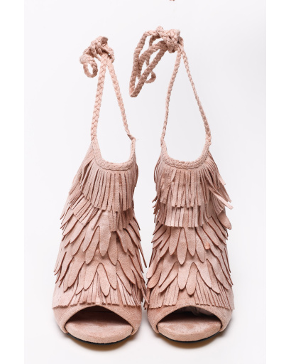 Замшеві босоніжки на зав'язках 35250, Колір: Пудровий, Розмір: 41, зображення 2