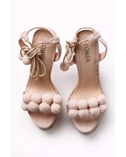 Стильные замшевые босоножки с украшением 35251, Цвет: Бежевый, Размер: 37, изображение 3