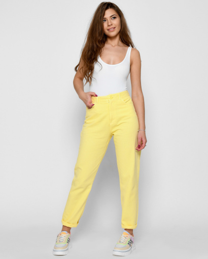 Жовті джинси релакси 48368, Колір: Жовтий, Розмір: M, зображення 5