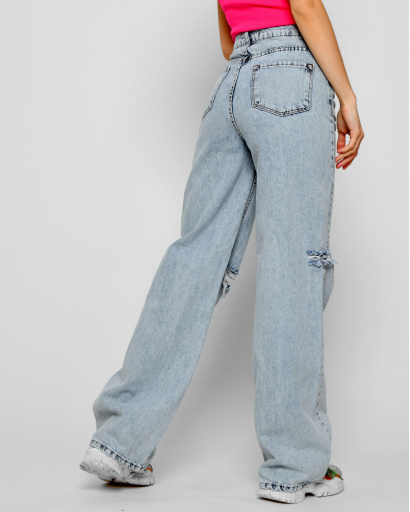 Летние джинсы палаццо 48374, Цвет: Голубой, Размер: 27, изображение 3