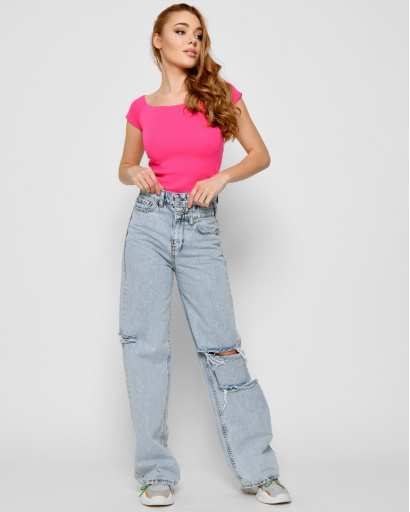 Летние джинсы палаццо 48374, Цвет: Голубой, Размер: 27, изображение 4