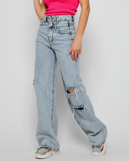 Летние джинсы палаццо 48374, Цвет: Голубой, Размер: 27, изображение 5