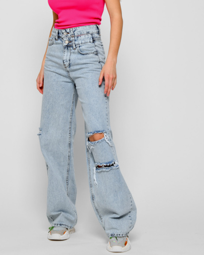 Летние джинсы палаццо 48374, Цвет: Голубой, Размер: 27, изображение 6