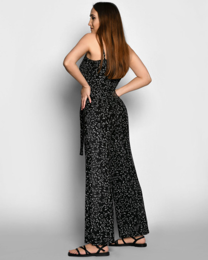 Летний комбинезон в цветочек с брюками палаццо 55167, Цвет: Черный, Размер: S, изображение 3