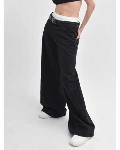 Жіночі джинси baggy чорного кольору 55993, Колір: Чорний, Розмір: M, зображення 3