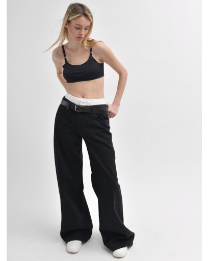 Жіночі джинси baggy чорного кольору 55993, Колір: Чорний, Розмір: M, зображення 4