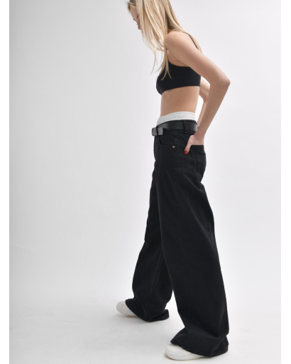 Жіночі джинси baggy чорного кольору 55993, Колір: Чорний, Розмір: M, зображення 5