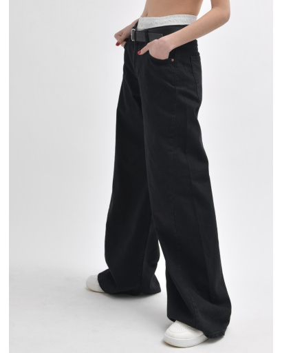 Жіночі джинси baggy чорного кольору 55993, Колір: Чорний, Розмір: M, зображення 6