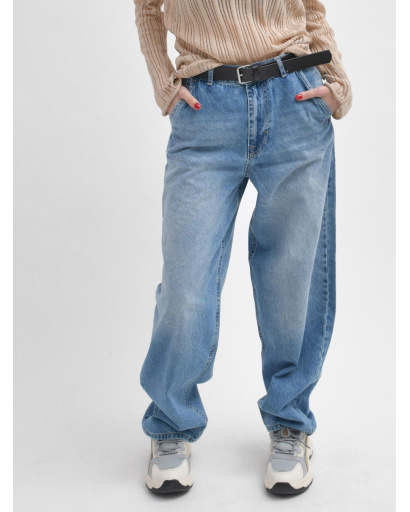 Голубые джинсы baggy 55995, Цвет: Голубой, Размер: S, изображение 2