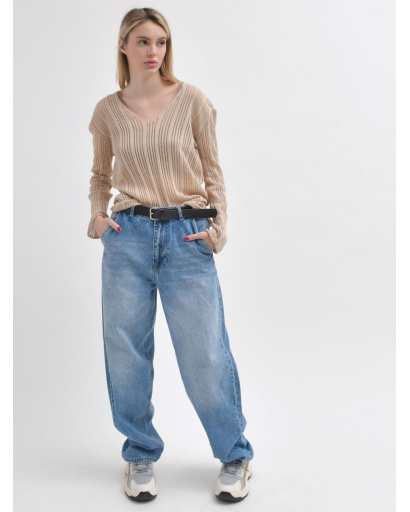 Голубые джинсы baggy 55995, Цвет: Голубой, Размер: S, изображение 3