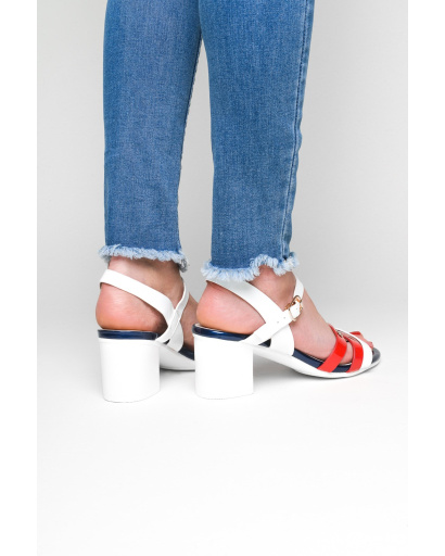 Открытые босоножки на каблуке 25472, Цвет: Белый, Размер: 37, изображение 2