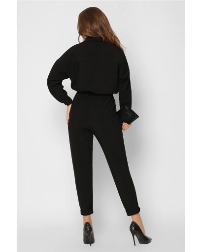 Женский черный комбинезон с большими карманами 36718, Цвет: Черный, Размер: XS, изображение 5