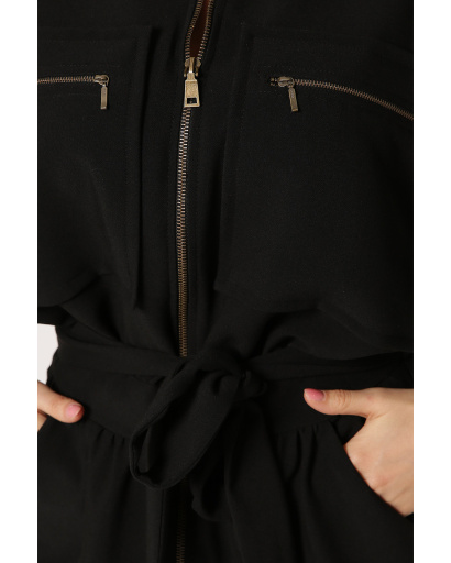 Женский черный комбинезон с большими карманами 36718, Цвет: Черный, Размер: XS, изображение 7