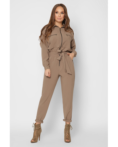 Жіночий комбінезон із великими кишенями 36722, Колір: Капучино, Розмір: XS, зображення 3
