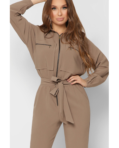 Жіночий комбінезон із великими кишенями 36722, Колір: Капучино, Розмір: XS, зображення 5