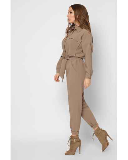 Жіночий комбінезон із великими кишенями 36722, Колір: Капучино, Розмір: XS, зображення 6