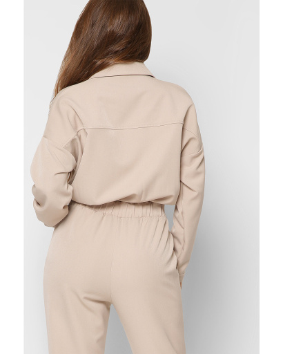 Жіночий бежевий комбінезон із великими кишенями 36723, Колір: Бежевий, Розмір: XS, зображення 5