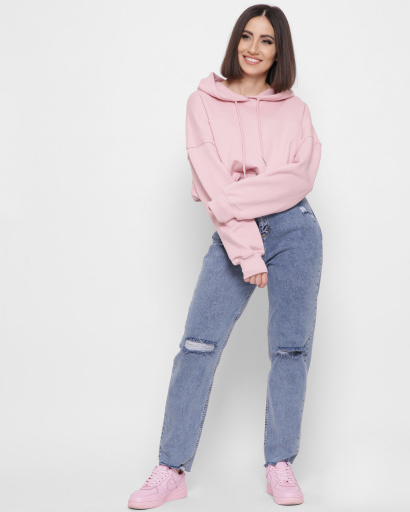 Джинсы мом с прорезями на коленях 43105, Цвет: Голубой, Размер: 30, изображение 5