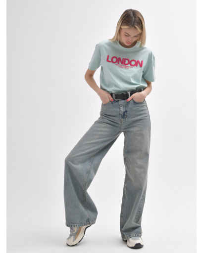 Серо-голубые винтажные джинсы wide leg 55997, Цвет: Серый, Размер: XS, изображение 6