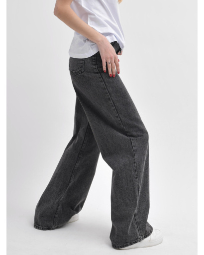 Женские графитовые джинсы wide leg 55998, Цвет: Графит, Размер: XS, изображение 4