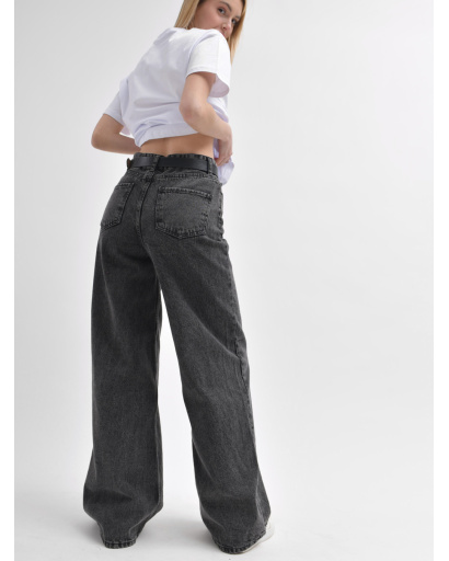 Женские графитовые джинсы wide leg 55998, Цвет: Графит, Размер: XS, изображение 6