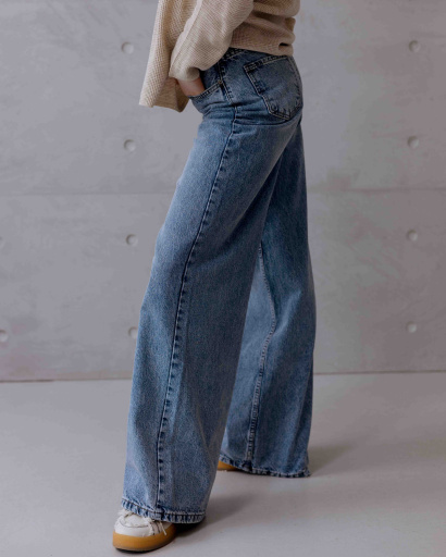 Джинсы Wide Leg голубого цвета 55999, Цвет: Голубой, Размер: XS, изображение 2