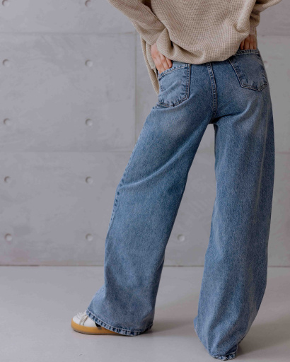 Джинсы Wide Leg голубого цвета 55999, Цвет: Голубой, Размер: XS, изображение 3
