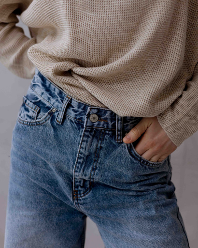 Джинсы Wide Leg голубого цвета 55999, Цвет: Голубой, Размер: XS, изображение 4