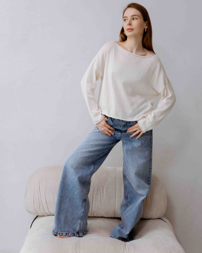 Джинсы Wide Leg голубого цвета 55999, Цвет: Голубой, Размер: XS, изображение 5