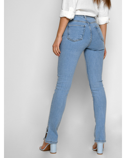 Женские джинсы с разрезами 55113, Цвет: Голубой, Размер: 25, изображение 4