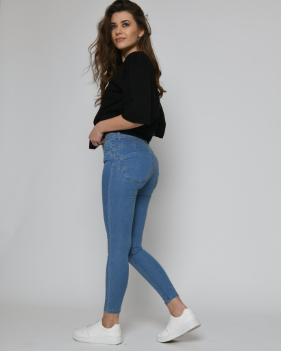 Синие джинсы скинни 55119, Цвет: Синий, Размер: 26, изображение 4