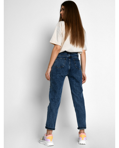 Синие джинсы-баллоны с высокой посадкой 55127, Цвет: Синий, Размер: 25, изображение 3