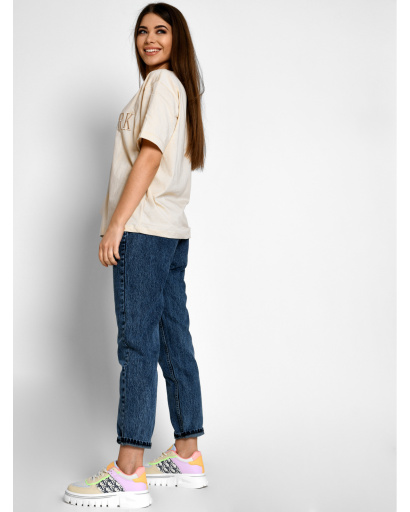 Синие джинсы-баллоны с высокой посадкой 55127, Цвет: Синий, Размер: 25, изображение 4