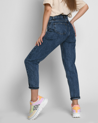 Синие джинсы-баллоны с высокой посадкой 55127, Цвет: Синий, Размер: 25, изображение 2