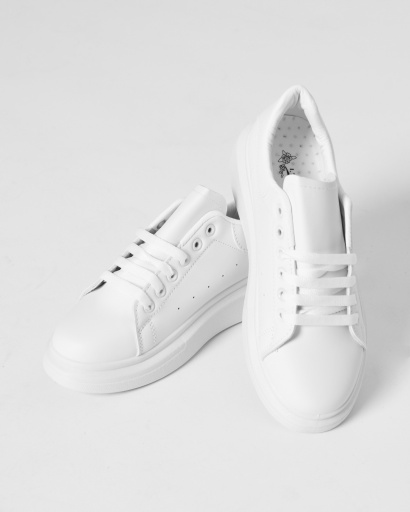 Белые повседневные кеды 45012, Цвет: Белый, Размер: 39, изображение 4