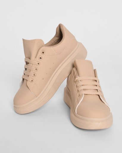 Бежевые повседневные кеды 45013, Цвет: Бежевый, Размер: 39, изображение 3