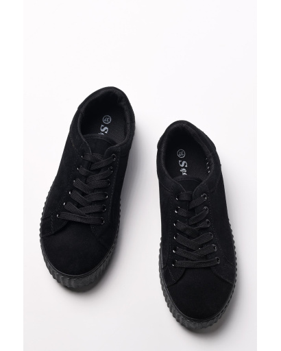 Черные женские кеды из нубука 35225, Цвет: Черный, Размер: 39, изображение 4