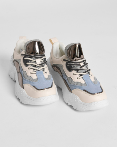 Массивные кроссовки на высокой подошве 45011, Цвет: Бежевый, Размер: 41, изображение 2